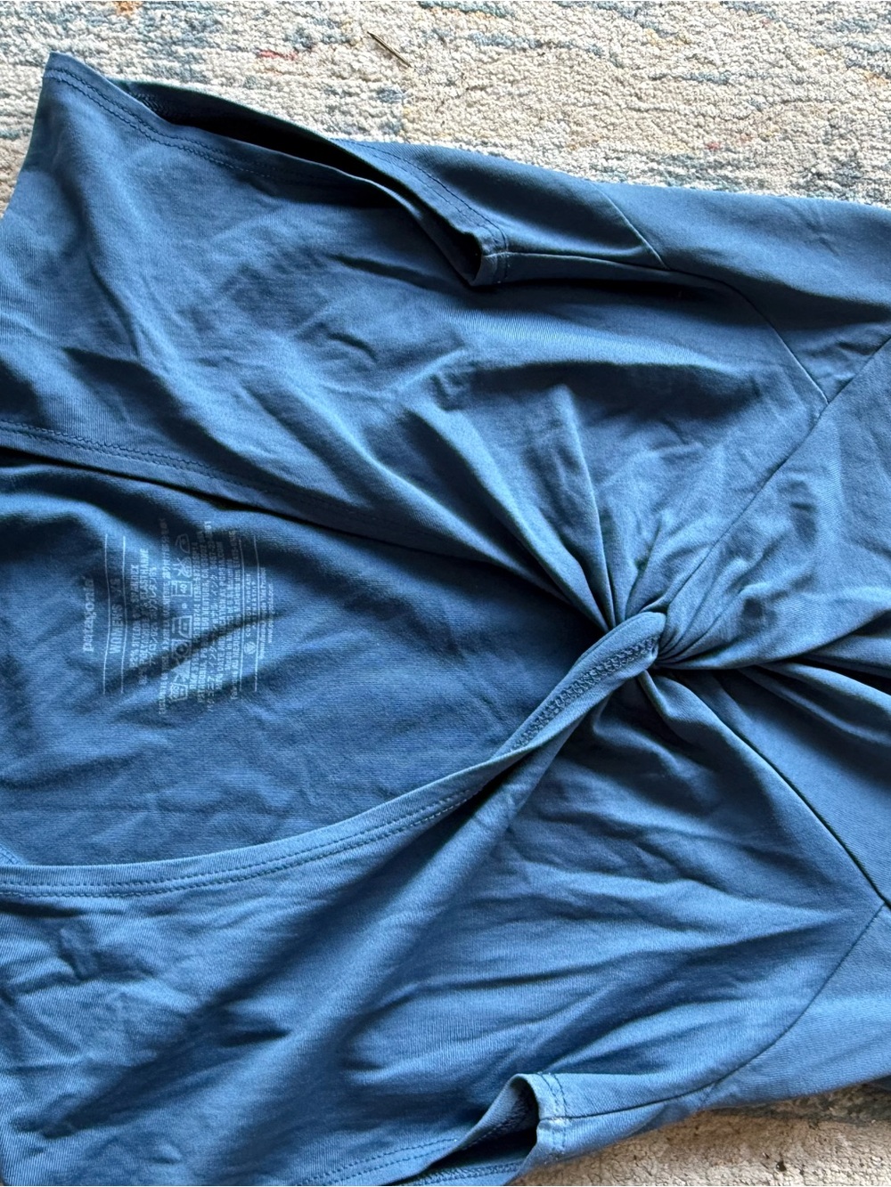 Patagonia Blue dress with Interior Care Print